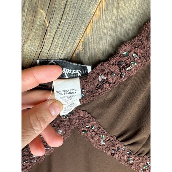 Carducci Brown Camisole Women’s Lace & Sparkle Detail Polyester Spandex - Picture 5 of 6